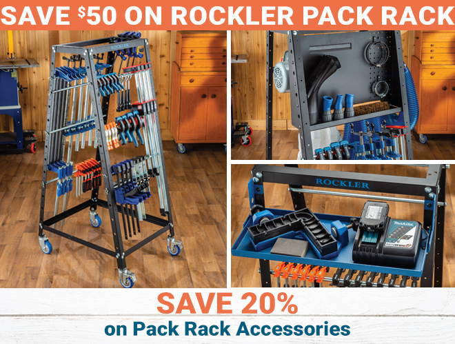 Save on Rockler Pack Rack and Accessories