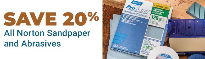 Save 20% on All Norton Sandpaper and Abrasives