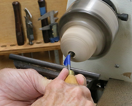 Turning interior of ornament blank