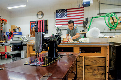 Sewing machine in Huy Huynh's workshop