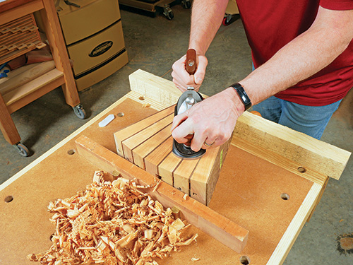 Smoothing out side of knife block