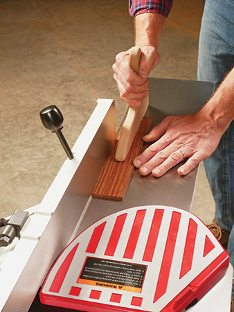 Cutting thin wood stock on jointer