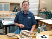 Chris Marshall sets up a segmented bowl turning blank