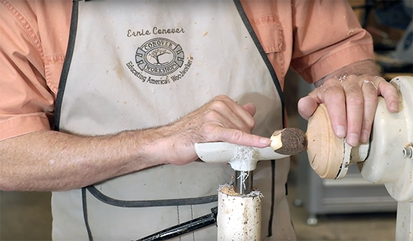 Tagua nut chucked on a lathe